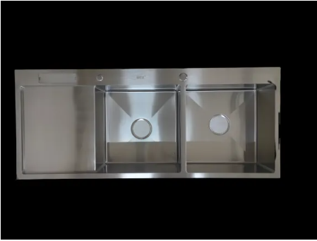 Evier 2 bac inox avec égouttoir a gauche 120x50 (sans robineterie)